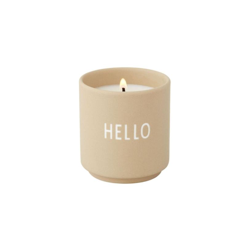Scented Candle, Small, Hello, Beige