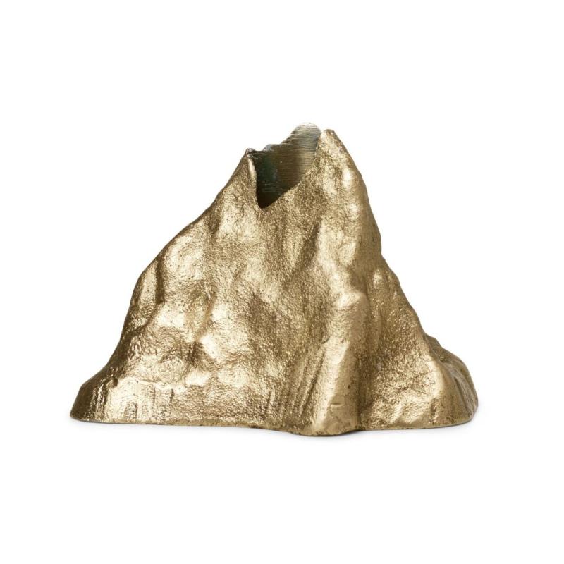 Stone Candle Holder, Large, Brass 