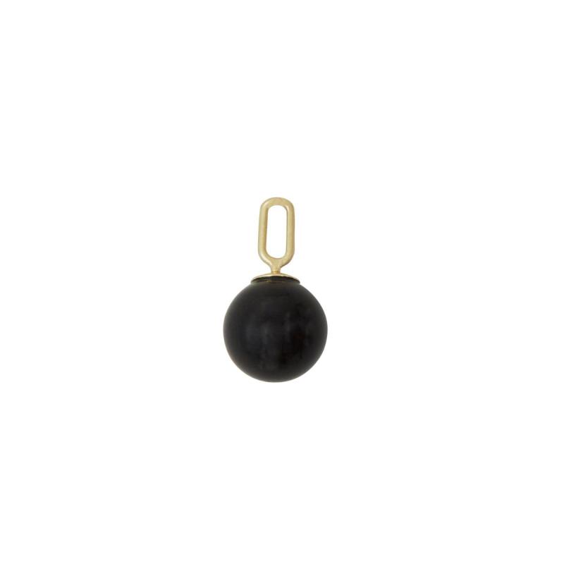 Stone Drop Charm With Gold Bail, Black