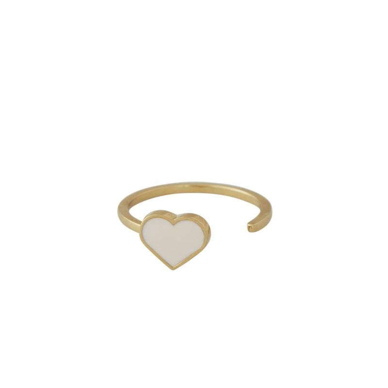 Enamel Heart Ring, Nude / Gold
