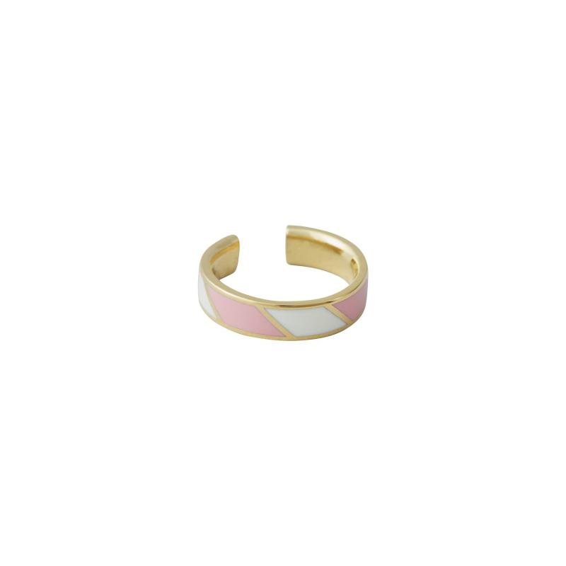 Word Candy Ring, Striped, Pink & White