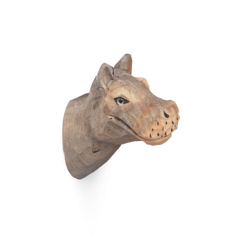 Animal Hand-Carved Hook, Hippo