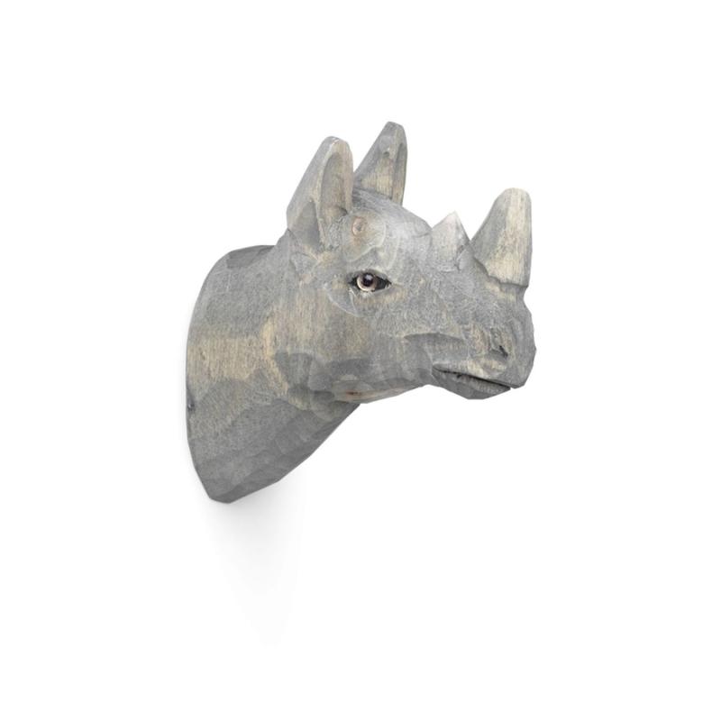 Animal Hand-Carved Hook, Rhino
