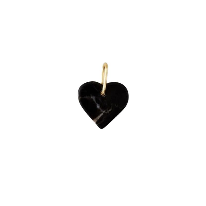 Heart Stone Charm With Gold Bail