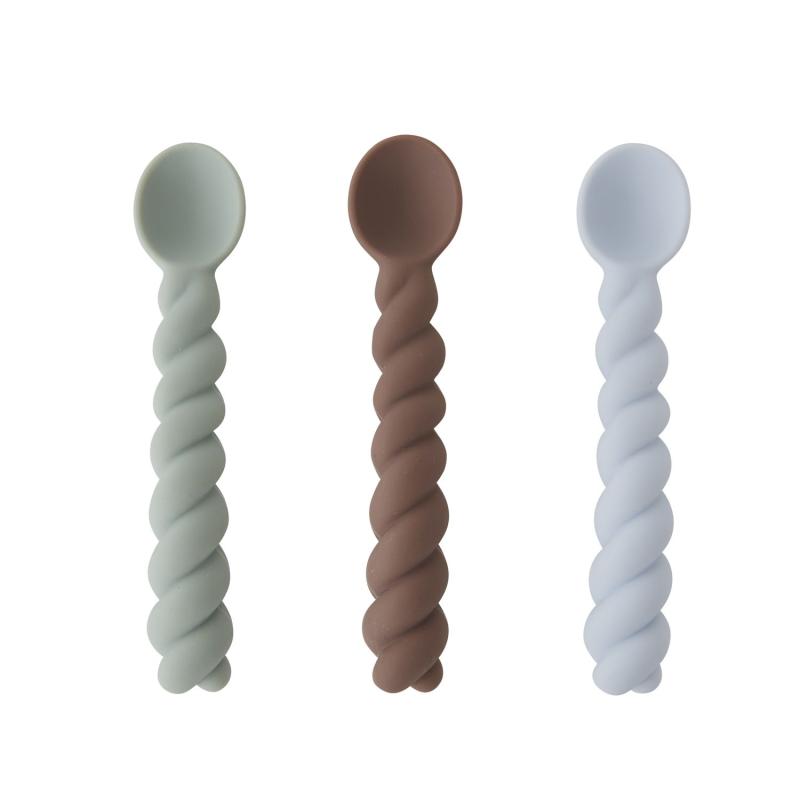Mellow Spoon, Pack of 3, Dusty Blue / Taupe / Pale Mint